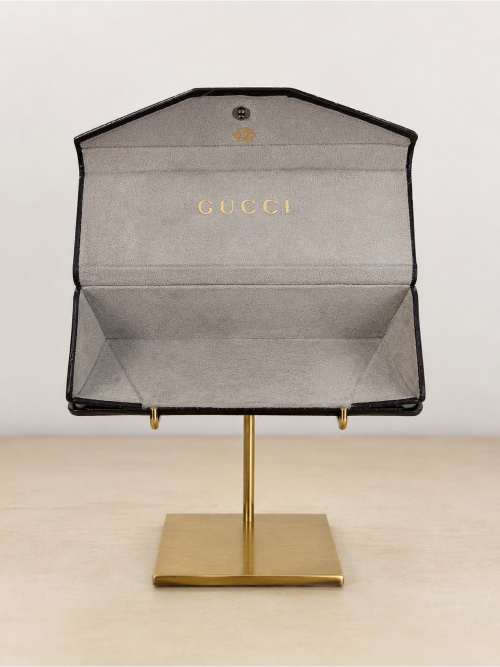 Authentic GUCCI Dark Brown Embossed GG Logo Sunglasses Case Foldable